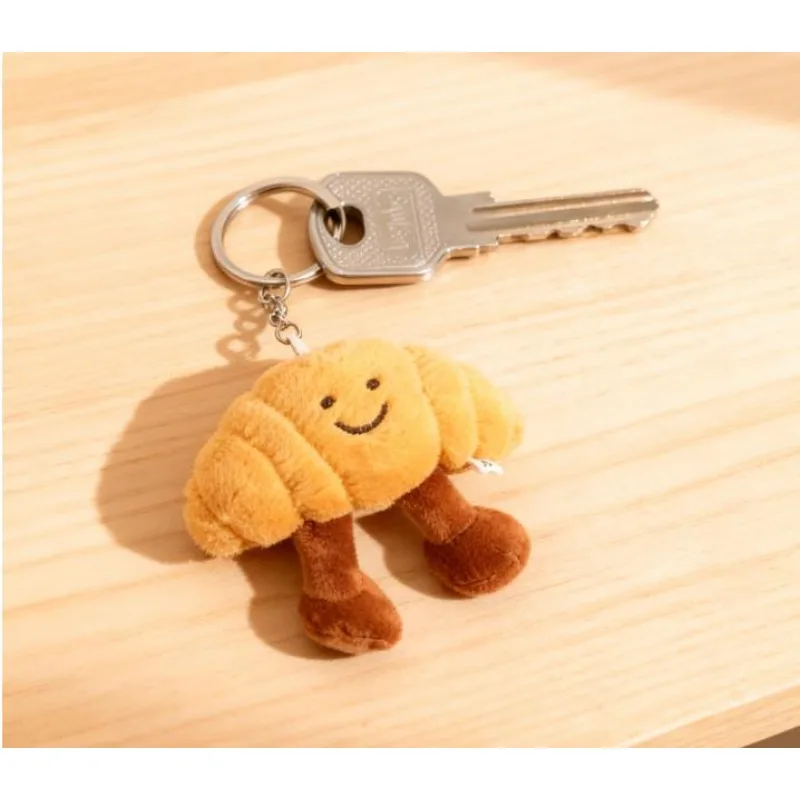 Cartoon Croissant Anhänger Schlüsselanhänger süße Mädchen Tasche Puppe Plüschtier Schlüsselanhänger Plüschtier Baby Puppe Geschenk