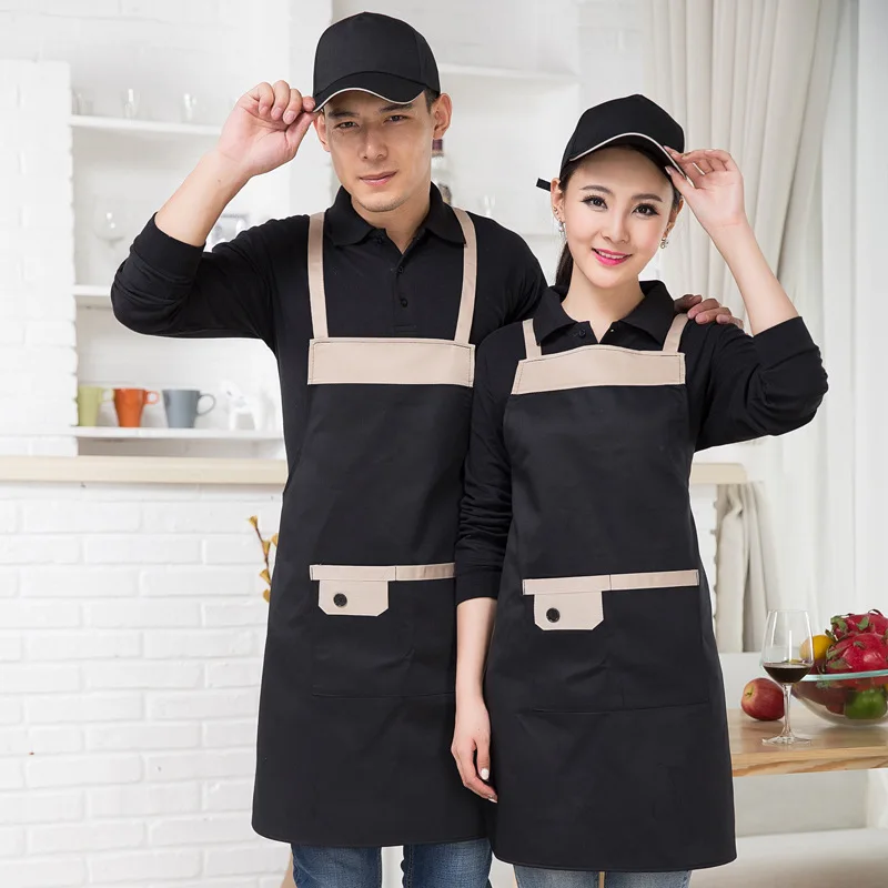 Novel Dingheng Work Clothes Small Chef Halter Waiter Dining Hall Printing Advertising Coffee Shop Apron