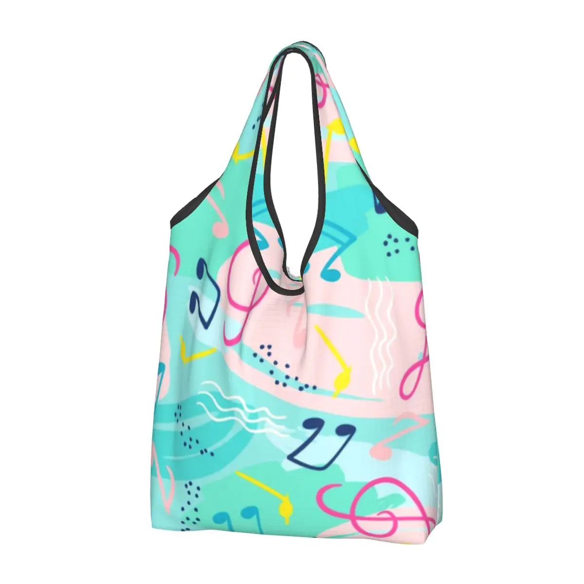 Sac à main de grande capacité pour femme, fourre-tout d'épicerie pour musicien, notes de musique Kawaii, motif pop rétro, sac shopper initié