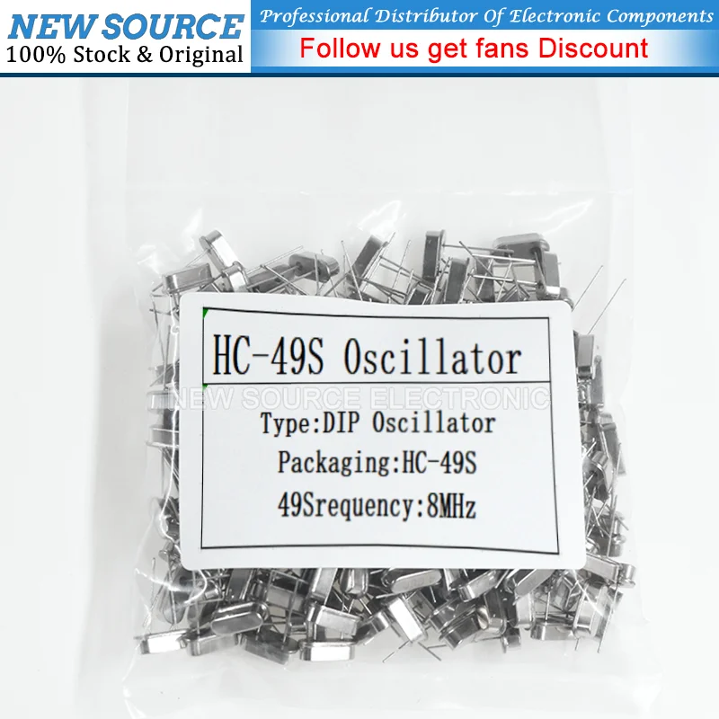 200pcs HC-49S Mini Passive Quartz Crystal Resonator Oscillator 4MHz 4.069MHz 6MHz 8MHz 10MHz 11.0592Mz 12MHz 16MHz 20MHz 24MHz