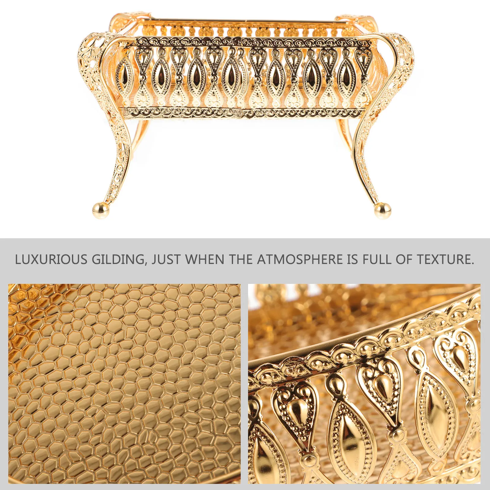 

1Pcs Luxury Gilded Fruit Plate Fine Polished Snack Tray for Party Wedding Home Decor Corrosion Resistant Desktop Serving Dish