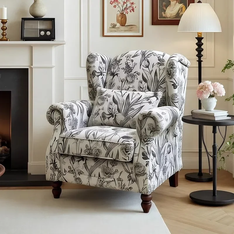 American retro single sofa chair living room home tiger stool bedroom French casual fabric high backrest tiger chair