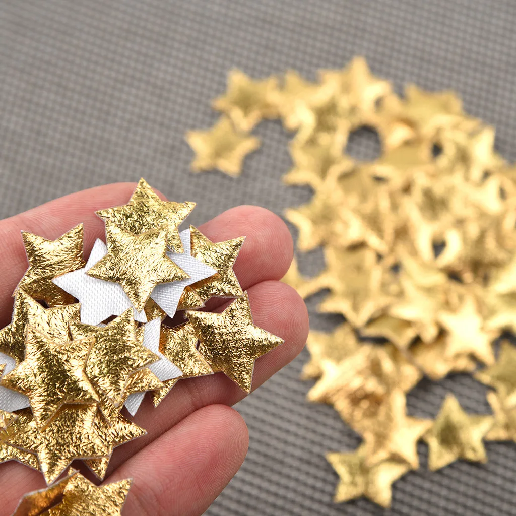 100Pcs 2cm Gold Cloth Christmas Five-Pointed Star Confetti Home Decoration adornos navideños christmas decorations for home 2025