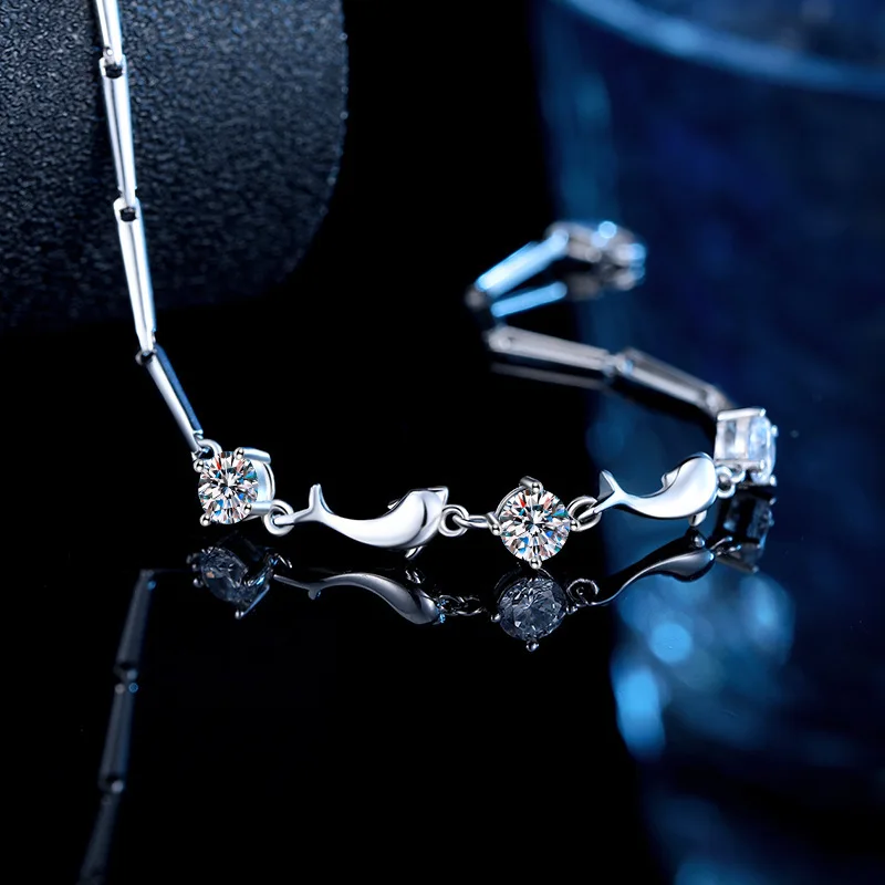 

S925 Серебряный, белый, позолоченный, 1,5 карата, цвет D, муассанит, браслет Dolmette для женщин, элегантный ювелирный подарок