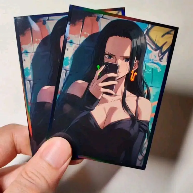 60Pcs/set One Piece Boa Hancock Cards Sleeve OPCG Anime Game Characters Colorful Laser Version Diy Cards Protective Cover