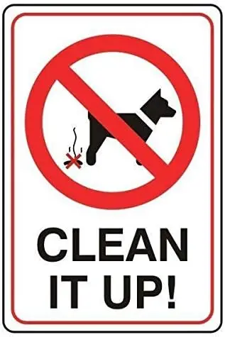 Clean It Up Dog Poo Warning Caution Sign Tin Sign Funny 8x12 Inch