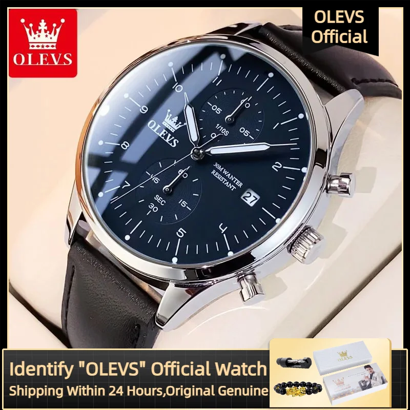 OLEVS كوارتز ساعة رجالية قمة الموضة توقيت ساعة رجالية مقاوم للماء تصميم مضيئة الترفيه تاريخ الفاخرة ساعة رجال الأعمال