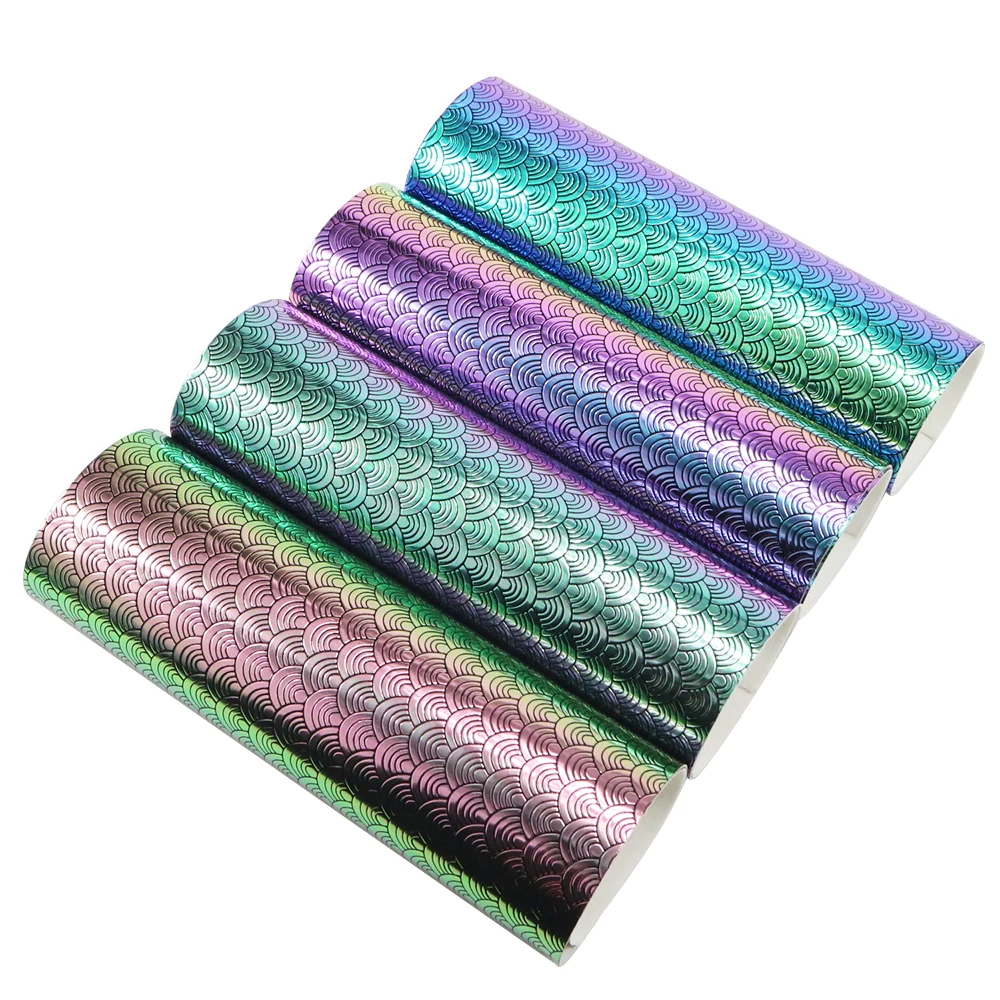 1pcs Bump Texture Fish Scales Faux Synthetic Leather  7.7*12.9inch Fabric Sheets