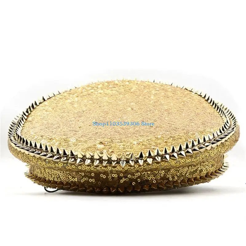 

400A Sequins Captain Hat Crystal Sailor Hat for Disco House Cocktail Parties Vacation Sparkly Crystal for Comedian Actor