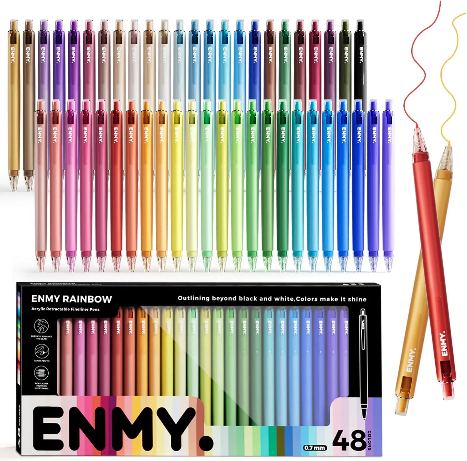 

48 цветных гелевых ручек, тонкие, выдвижные, 0,7 мм, для ведения дневников, принадлежности для учителей, подарки для медсестер