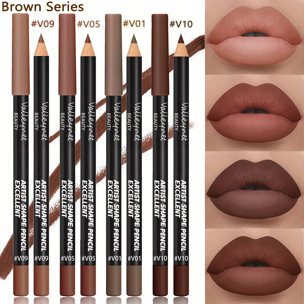 4pcs/set Matte Lipliner Pencil Set | Long-lasting, Waterproof, Brown, Purple, Pink Series, Suitable for All Skin Types