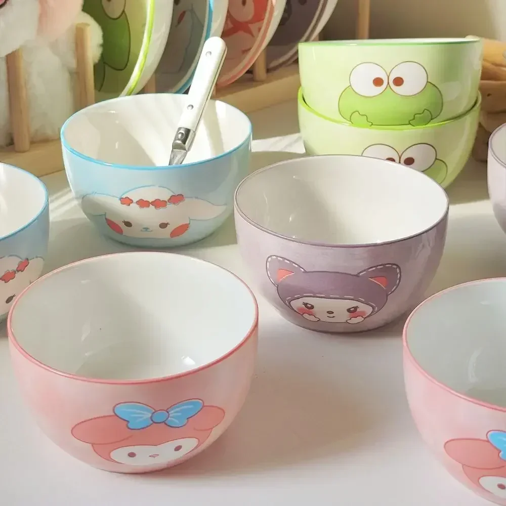 

My Melody PomPomPurin Anime Sanrio Kawaii Cinnamoroll Cutlery Bowl Cute Cartoon Creative Ceramic Dessert Tableware Gifts for Kid