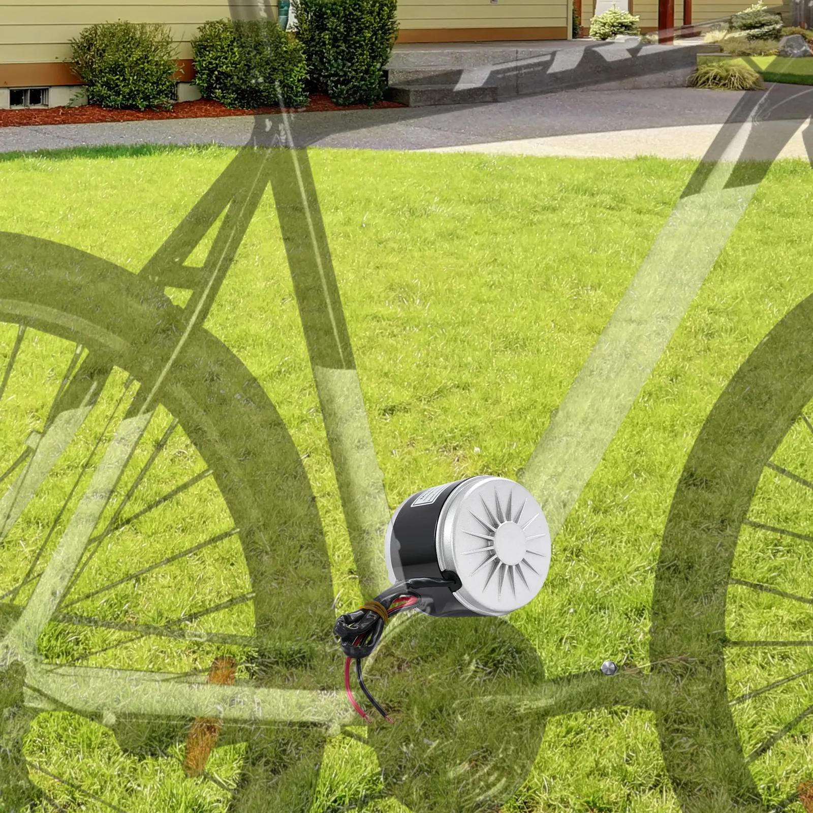 Image of 24V 250W Bürstenmotor aus reinem Kupfer, Elektrofahrrad-Umbausatz, IP54-Schutz, 264 lbs Traglast, mit Daumengashebel, Kette und Controller für Fahrrad-Nachrüstung