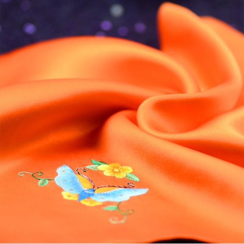 Retro Handwork Embroidery Handkerchief Women Gifts Silk Handkerchiefs