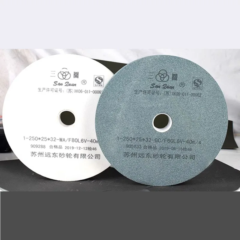 

1 шт. коричневый корунд (А)/белый корунд (WA)/зеленый кремний (GC) твердосплавный шлифовальный круг 250x25x32 мм абразивные круги # 46, # 60, # 80, # 100