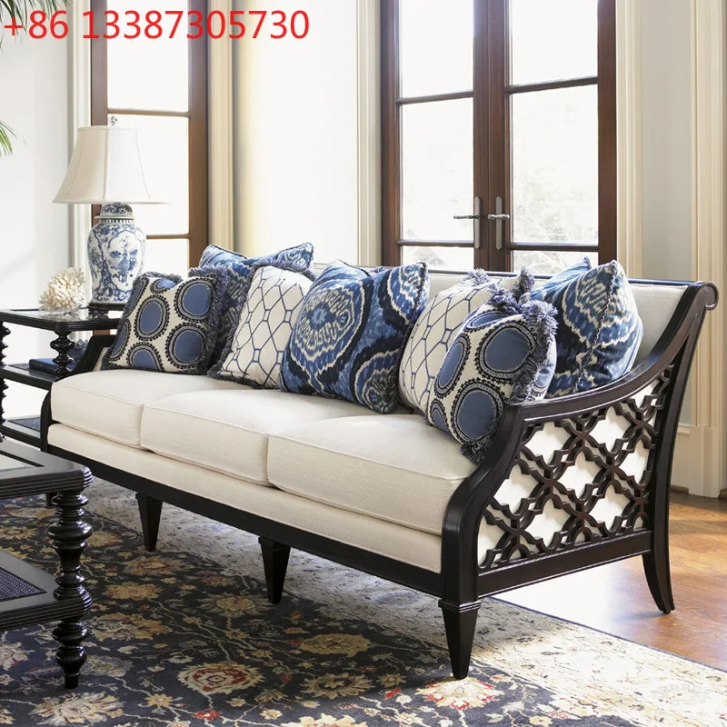 

Американский неоклассический диван из массива дерева, комбинация скандинавской гостиной, простой легкий роскошный диван из ротанга