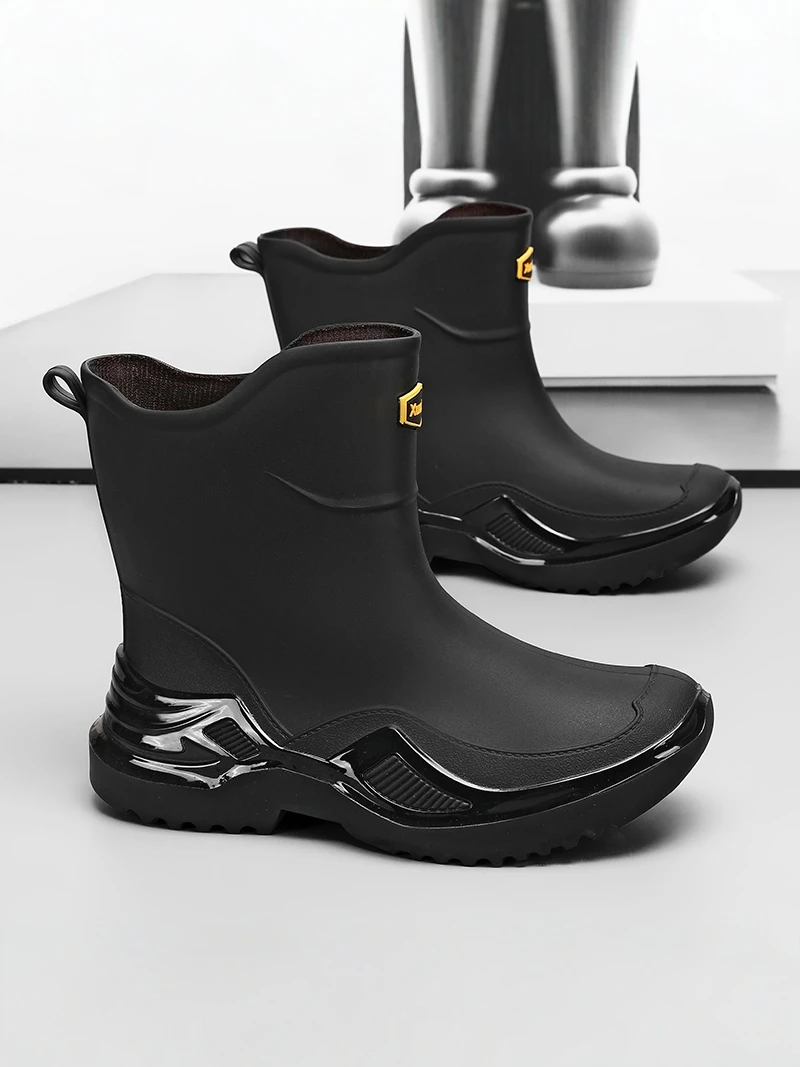 Men's Mid-Calf Rain Boots Winter Waterproof Non-Slip Wear-Resistant Fishing Outdoor Casual Delivery Rider Special Shoes