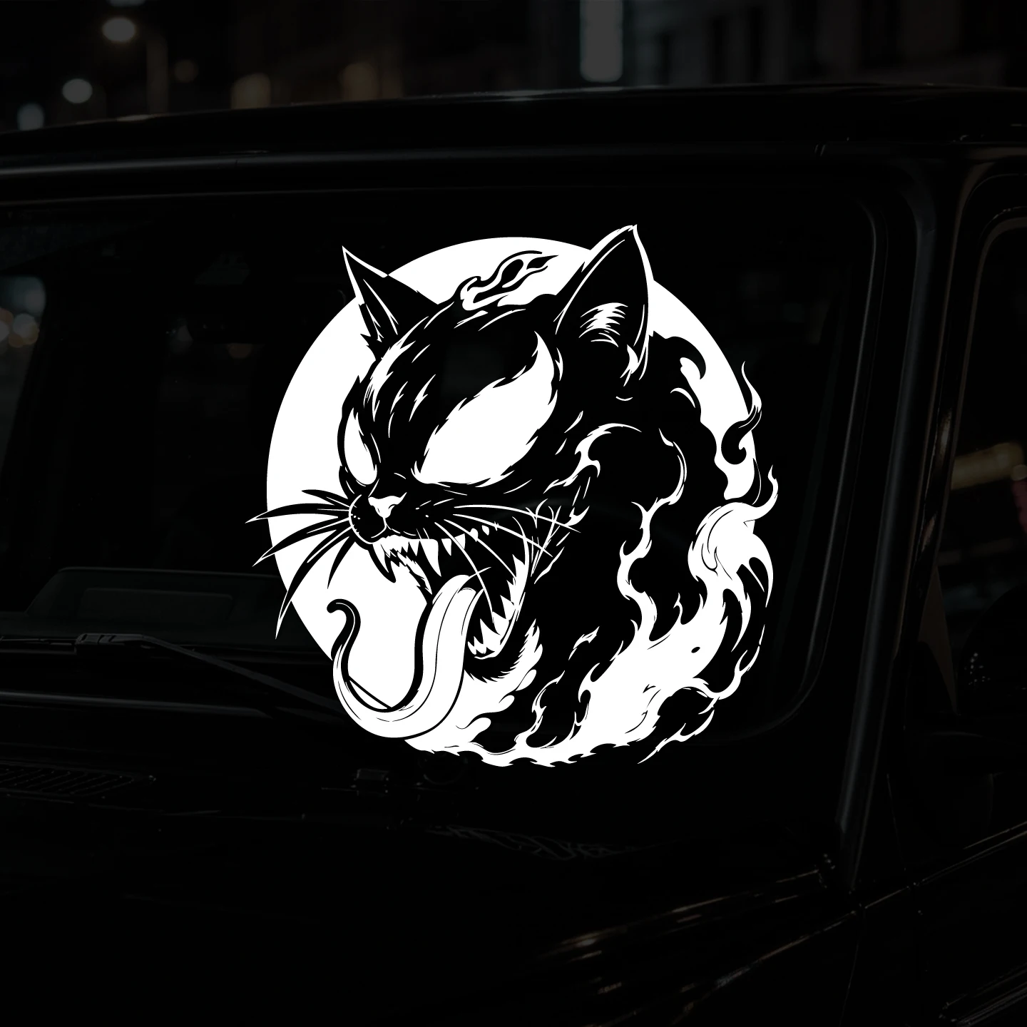 Monster Venom Cat Car Vinyl Sticker, Cool Gothic Cat Decal for Truck SUV Window, Waterproof Car Accessories