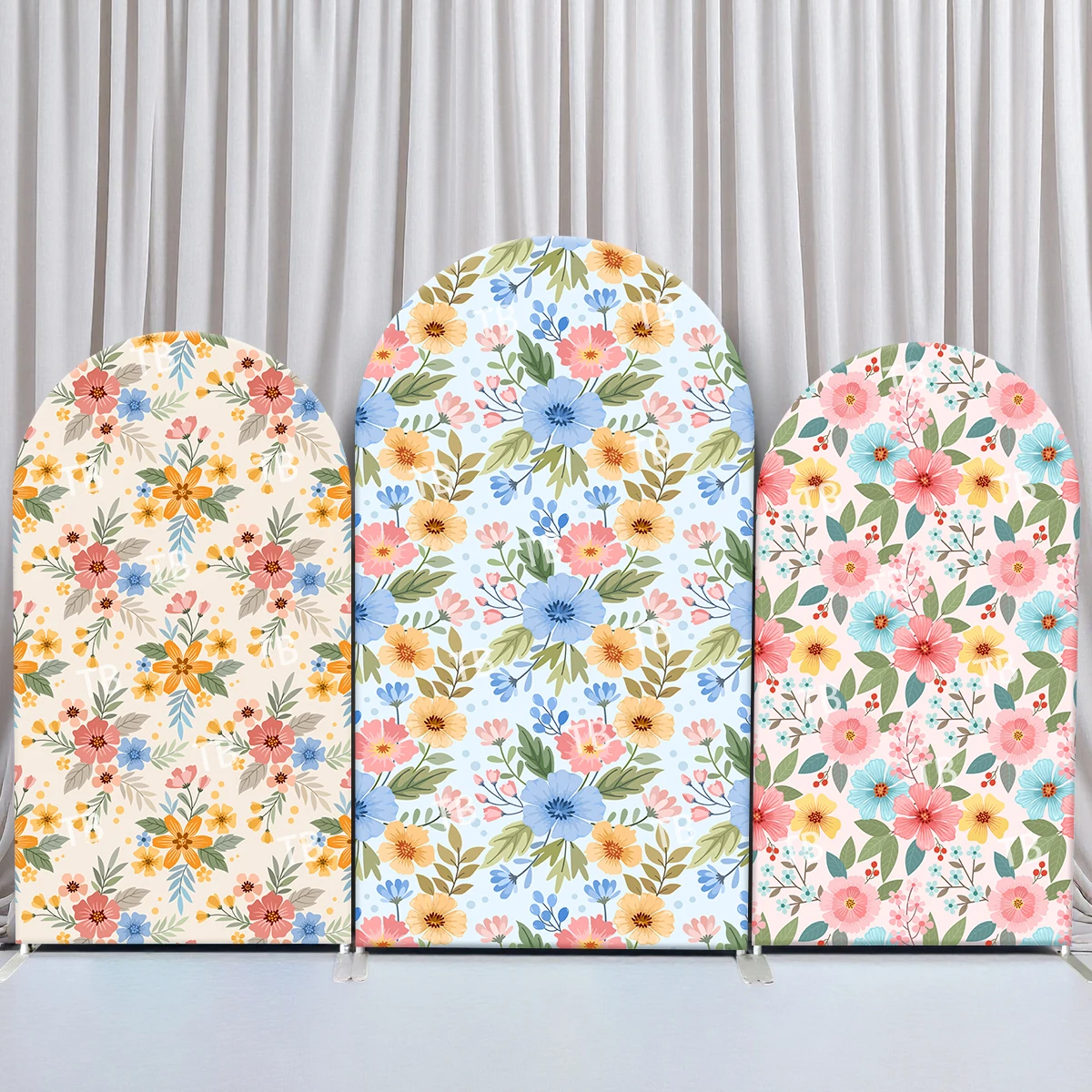 

TB Colorful Flowers Design Arch Backdrop Cover for Girls Birthday Party Baby Shower Photography Background Decor Elastic Fabric