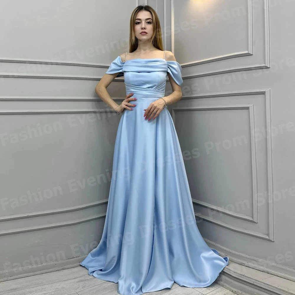 Einfache Frauen A-Linie Abendkleider Sexy Weg Von Der Schulter Ärmellose Prom Kleider Angepasst Backless Vestidos De Fiesta Elegantes