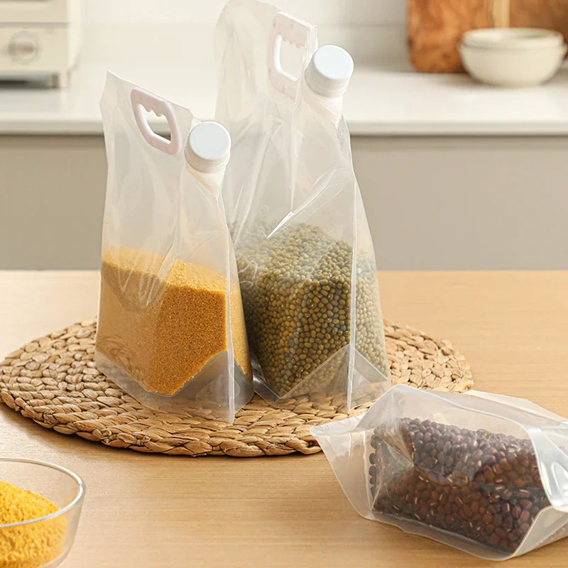 SHIMOYAMA 1/5/10Pcs Grain Sealed Bag Moisture-proof Transparent Kitchen Cereals Storage Bags Portable Food-grade Rice Bean Bag