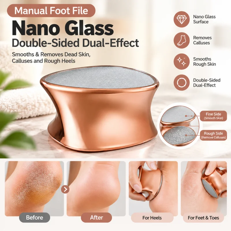 1/2Pc Double-sided Nano Glass Hair Grinder Foot Grinder Dual-effect Dual-purpose Hair Removal Device for Foot Calluses Dead Skin