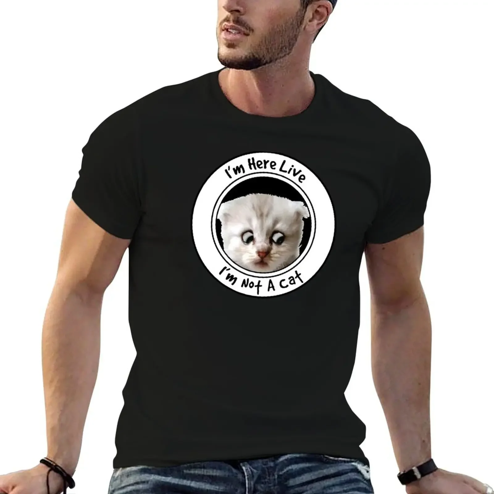 

Rod Ponton I'm here live, I'm not a cat T-Shirt football t shirt summer tops T-shirts man T-shirts for men cotton