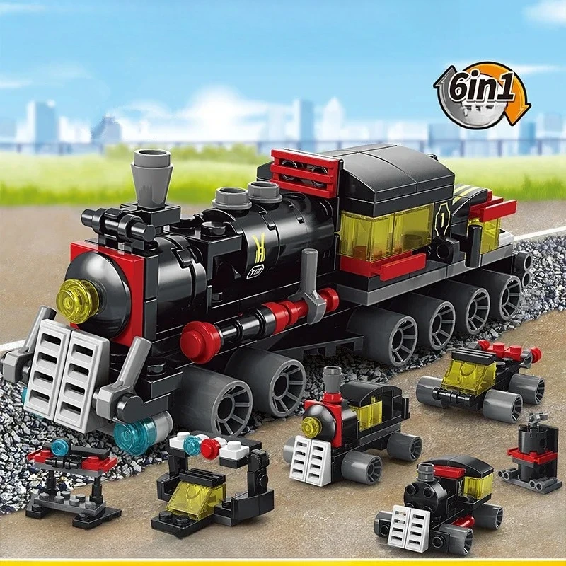 

DIY 6-в-1 трековый робот, автомобиль, грузовик, набор строительных блоков для девочек, детская развивающая игрушка на день рождения STEM для мальчиков