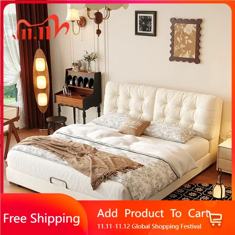 

Terrace Pretty Nordic Double Bed Frame Girls House Storage Modern Bed Loft Adults Princess Cama De Casal Backyard Furniture