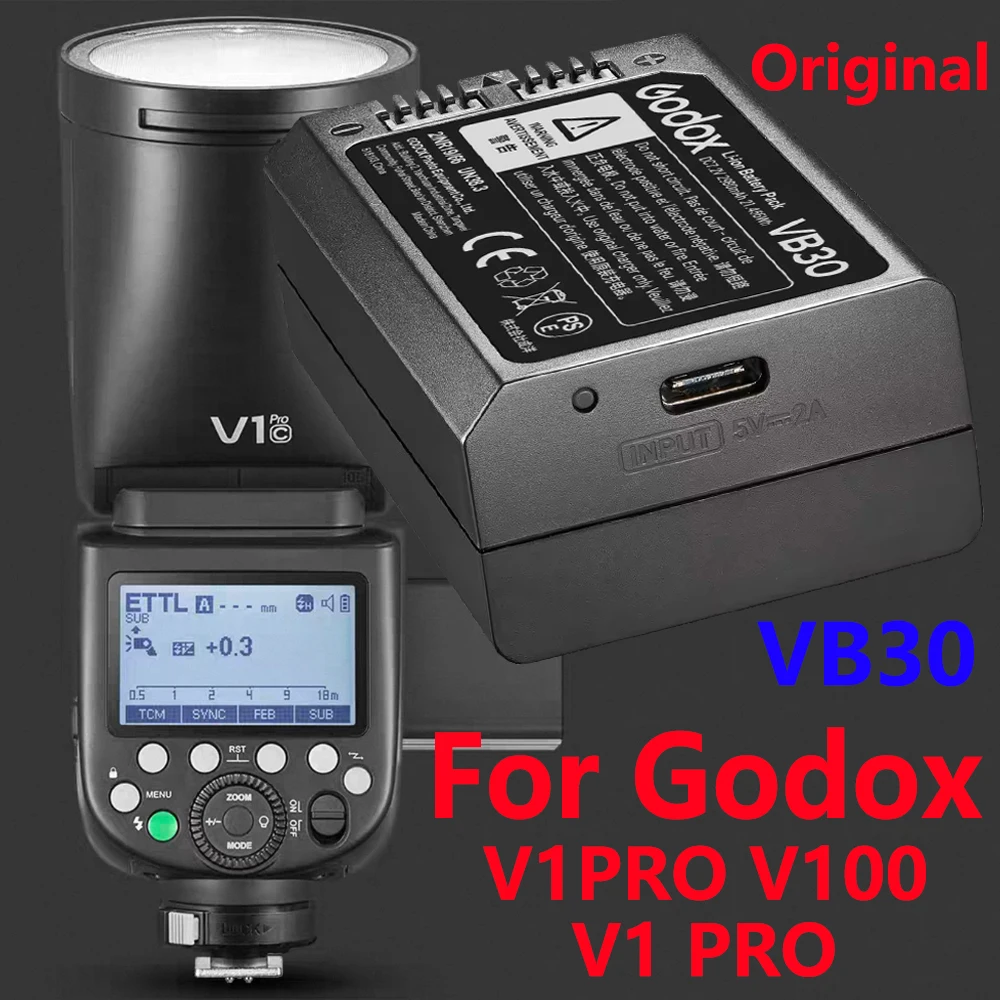 100% Original GODOX VB30 7.2V2980mAh Speedlight Flash Lithium Battery For Godox V1PRO V100 V1 PRO Camera Speedlite Flash Battery