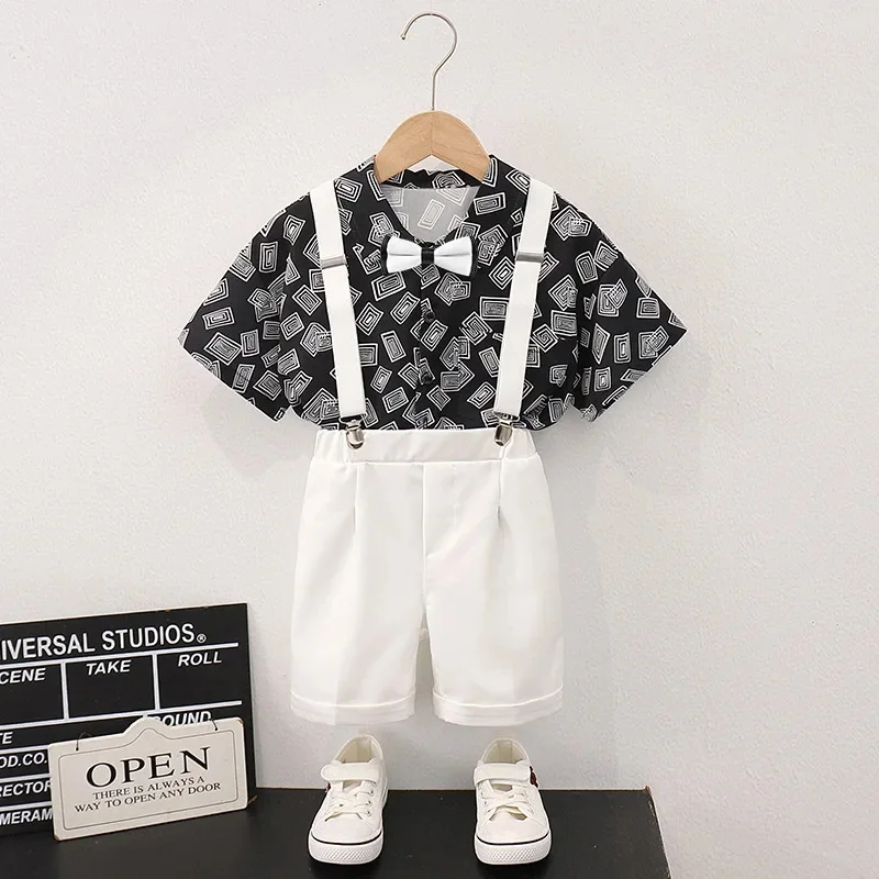 

Children Summer Flower Shirt Suit 2025 Boys Beach Holiday Style Light Shirt Shorts Sets Printed Harbour Style Short-sleeved Tops