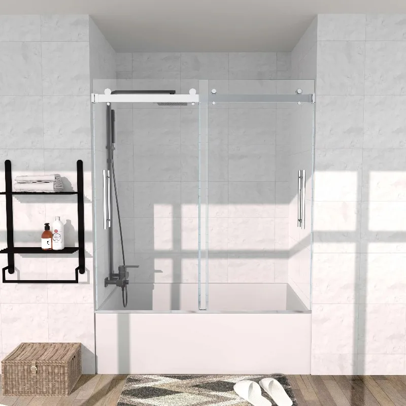 Frameless Sliding Door Bathroom Tempered Glass Panel Bathtub Shower Enclosure Sliding Bathtub Shower Screen