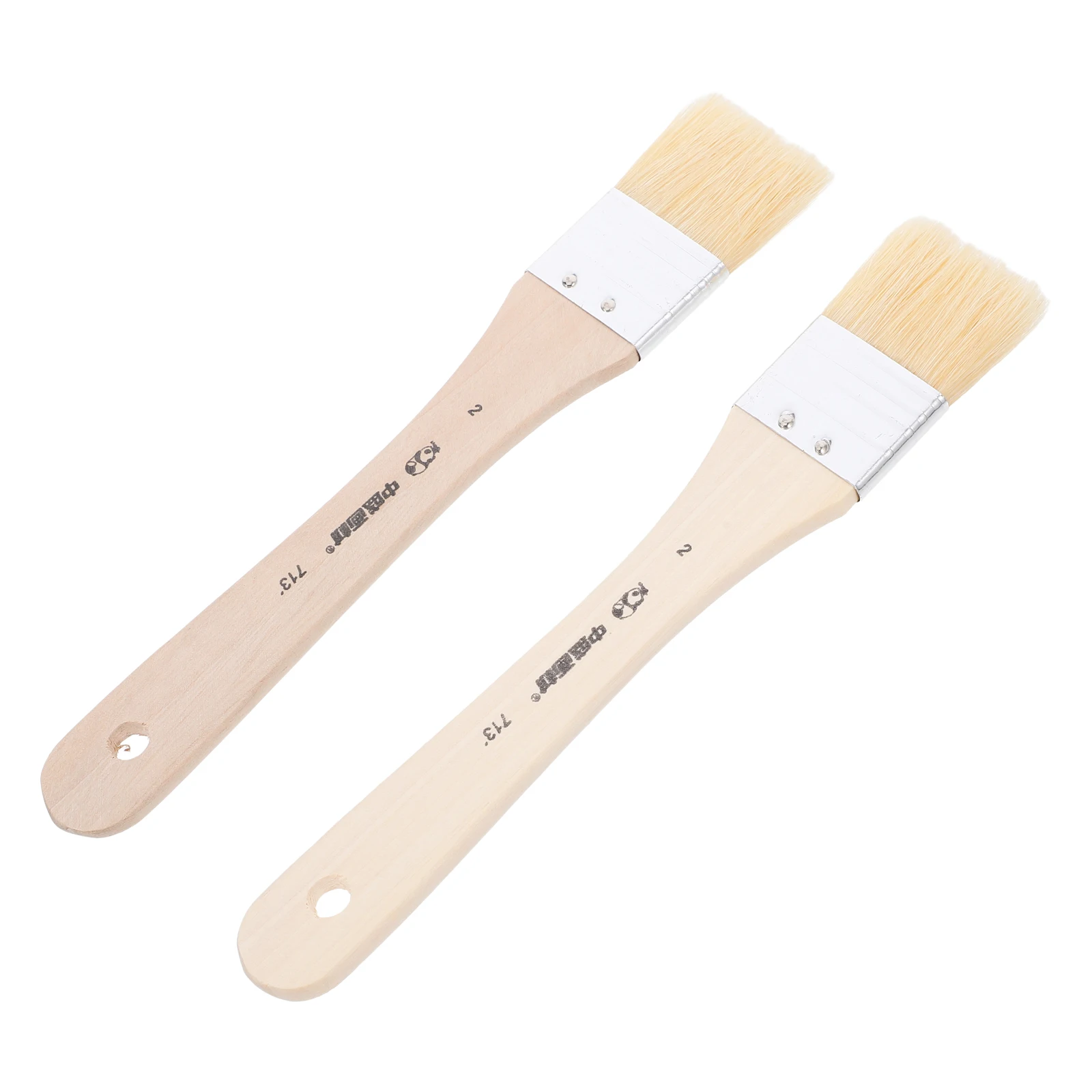 

2 Pcs Wooden Oil Painting Brushes Set Artists Premium Natural Boar Bristle Large Size Ideal for Oil Acrylic Crafts for Drawing