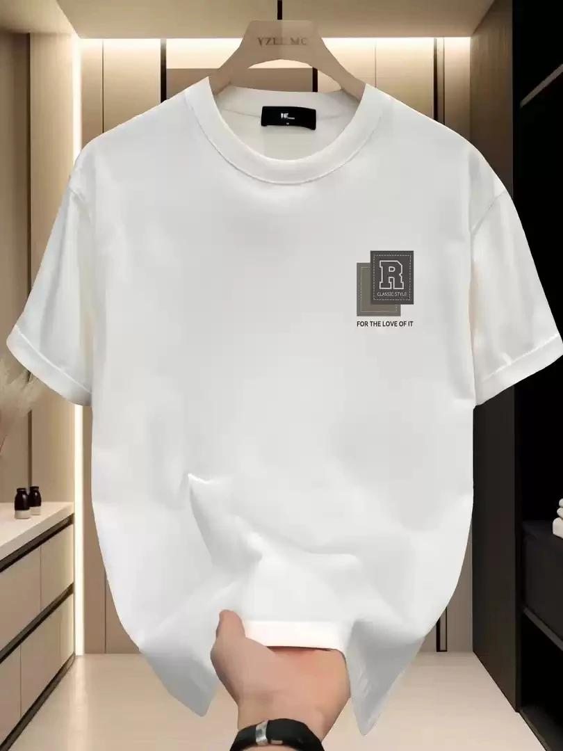 

Новая летняя футболка с короткими рукавами и принтом, тонкий рукав до половины, универсальный круглый вырез, повседневное боди из чистого хлопка