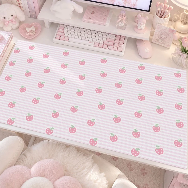 PU Leather Mouse Pad Sweet Pink Girl Grid Lace Stripe Polka Dot MousePad Office Desk Mat Waterproof Non-Slip PU Desk Blotter Pad