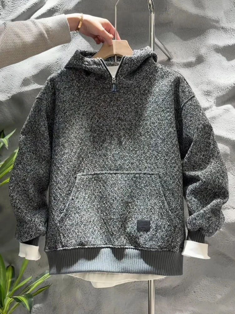 

Модная мужская толстовка с капюшоном, зимняя, свободного кроя, повседневная, молодежная, универсальная, с длинными рукавами, на молнии, теплая, для повседневной носки