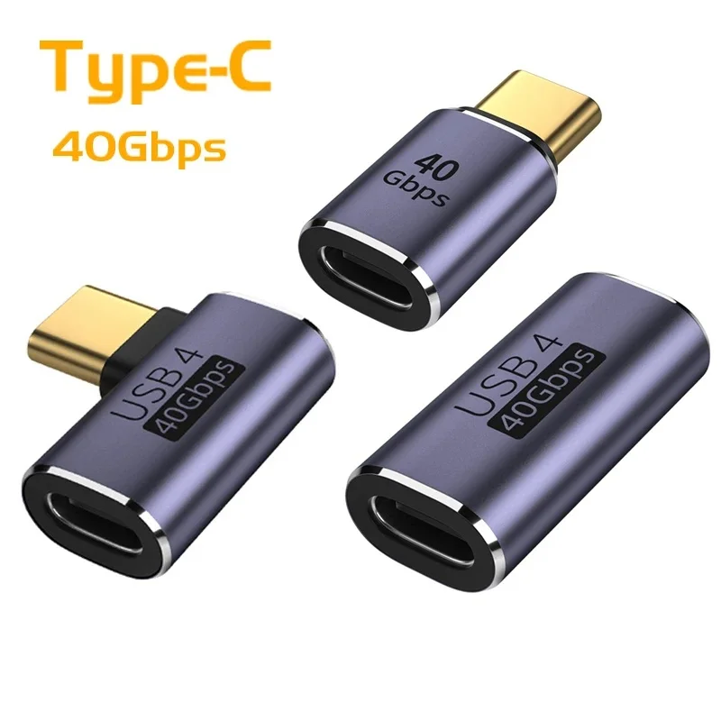 

USB 4.0 40Gbps Adapter 90 Degree Right Angle Type C Male to Female Adapter 100W Fast Charging For Laptops Macbook USB C Adapter