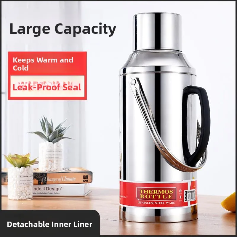 

Большой чайник из нержавеющей стали емкости, термобутылка для воды, горшок для горячей воды для домашнего использования, изолированная колба, чайник большого размера