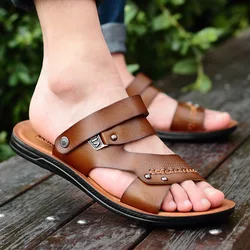 Slippers Men's New Summer Flip-flops Beach Shoes Soft Sole Leisure Massage Non-slip Leather Sandals Men's Shoes