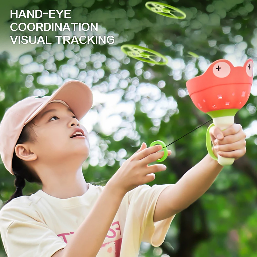 ของเล่น Flying Discs Launcher กลางแจ้งเล่นในร่มครอบครัวเด็ก Interactive ของเล่นนอกสนามหญ้าเกมของขวัญวันเกิด