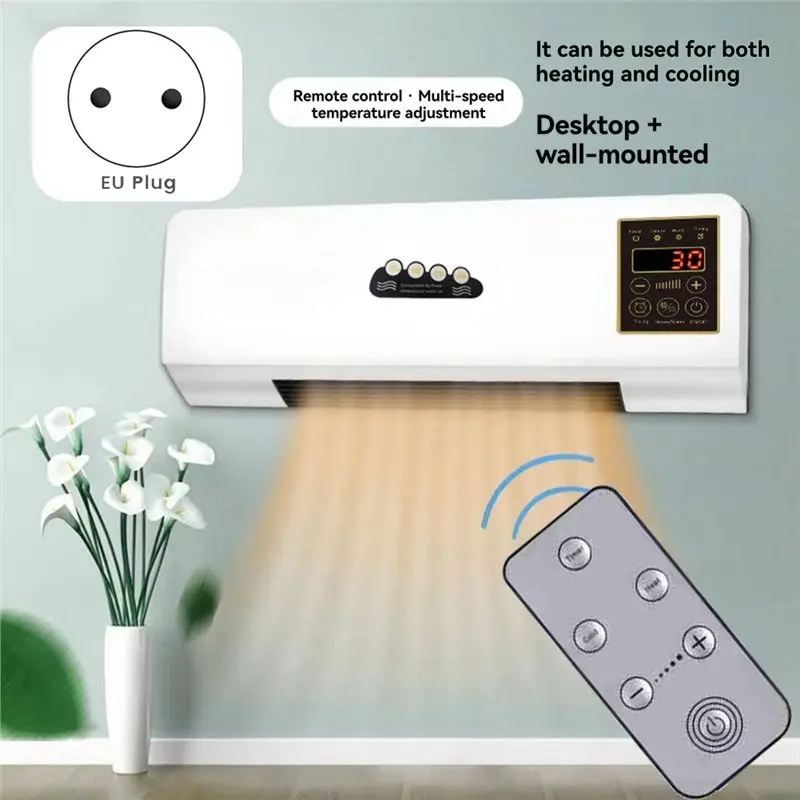 【PASSIONE 】Heater Fan 2 In 1 Heating Nature Wind Timing Digital Display Wall Mounted Space Heater For Home Office Dormitory