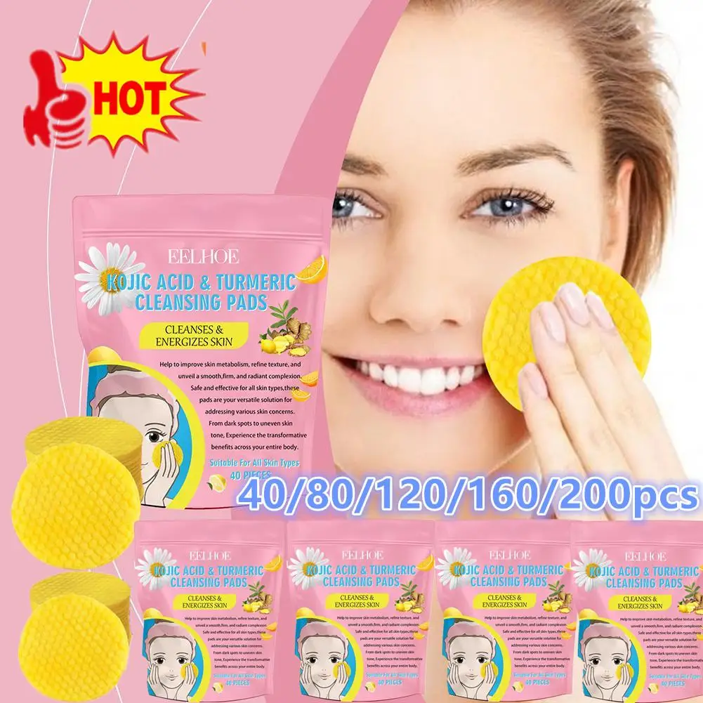 

Lot Turmeric Kojic Acid Cleansing Pads Exfoliating Pads Facial Sponges For Cleansing Exfoliating Daily Cleaning Skin Care Gift