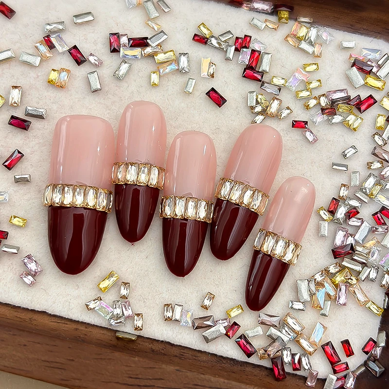 50Pcs 5A Rectangular Transparent Nail Zircon Crystal Diamond