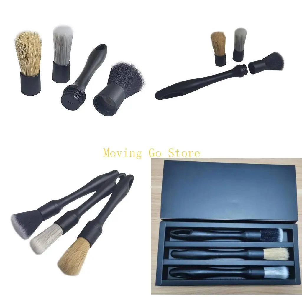 B5XD 3Pcs Detachable Car Brush Detailing for Cleaning Engine Emblems