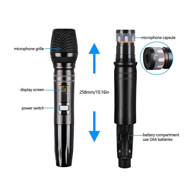 High Quality Power Bluetooth Audio Mixer With Wireless Microphone Mixer With 2 Microphones For Karaoke