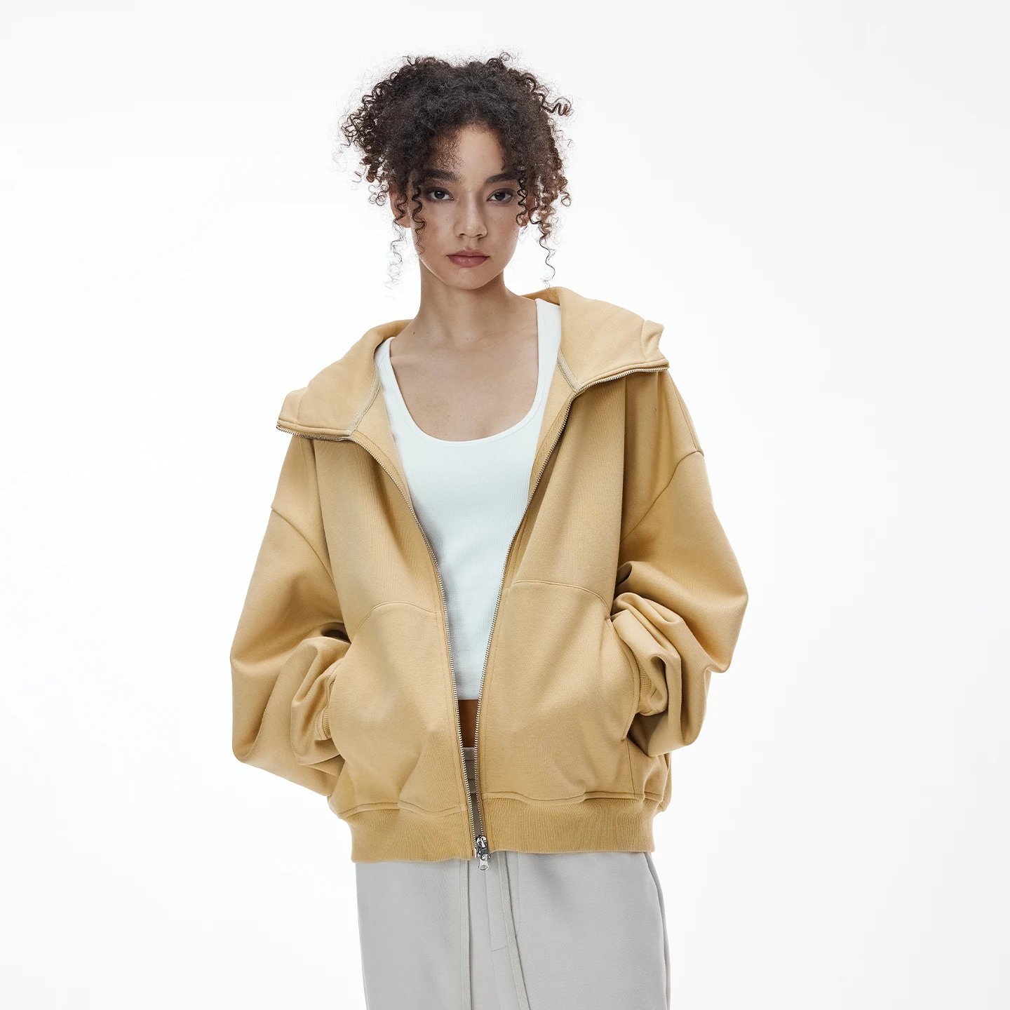 التضخم الرجال منحني كم Boxy هوديي خريف شتاء 2025 قشر البيض الصوف زمم الدافئة الشارع الشهير البلوز سترة