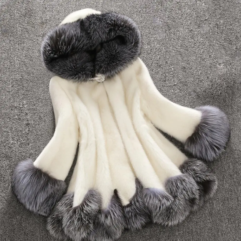 Giacca in pelliccia sintetica soffice alla moda Giacca pelosa in peluche spessa di lusso elegante Cappotto soffice in pelliccia di volpe sintetica pelosa calda