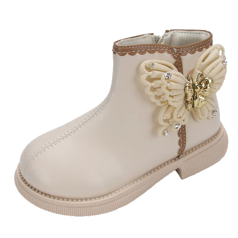 Bottes classiques souples à bout rond pour filles, papillon doux, chaussures de princesse pour enfants, non ald, bottes polyvalentes pour enfants, nouveau, 2023