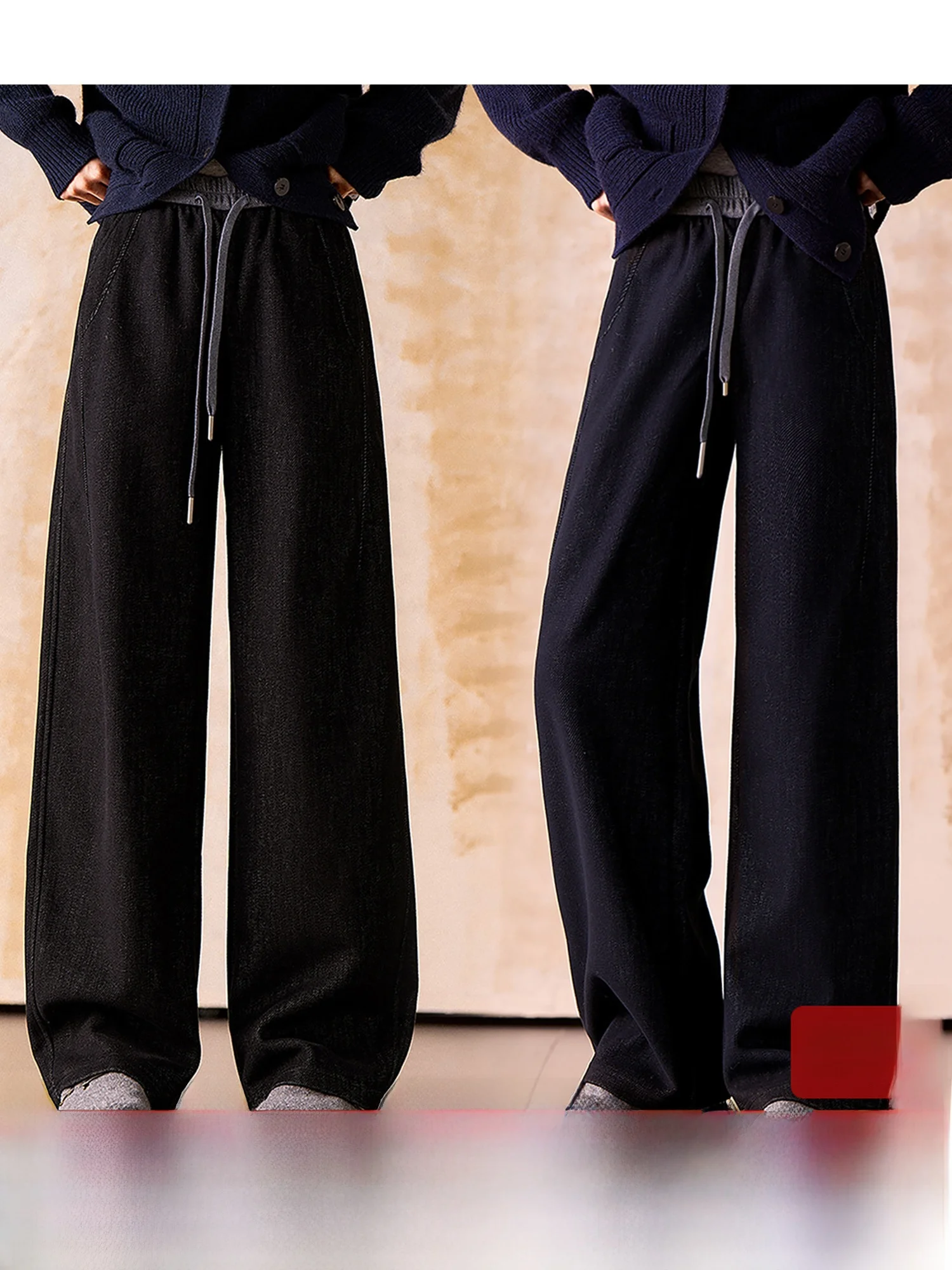 

Comfortable Vintage Acetate Wool Blend Straight Leg Jeans Autumn Winter Wide Leg Pants Casual Straight Cut Trousers for Women