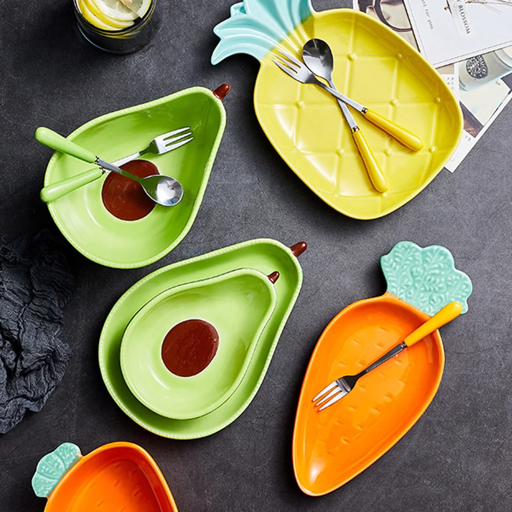 

Fruit Plate Party Avocado Shape Sauce Dishes Platter Snacks Food Dessert Cute Plates Table